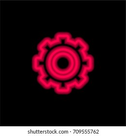 Settings red glowing neon ui ux icon. Glowing sign logo vector