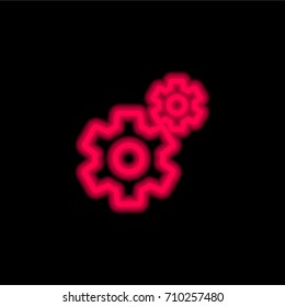 Settings red glowing neon ui ux icon. Glowing sign logo vector