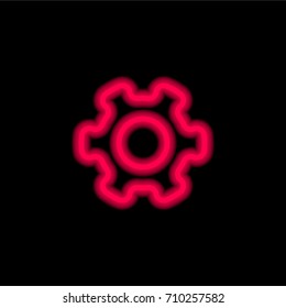 Settings red glowing neon ui ux icon. Glowing sign logo vector