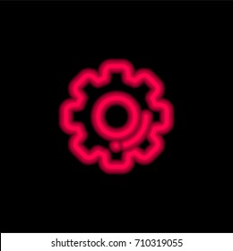 Settings red glowing neon ui ux icon. Glowing sign logo vector