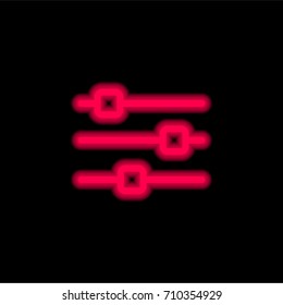 Settings red glowing neon ui ux icon. Glowing sign logo vector