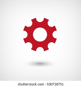 Settings - red vector  icon with shadow