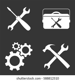 Settings and repair icons set isolated on  gray