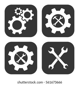 Settings and repair icons vector set on gray  buttons