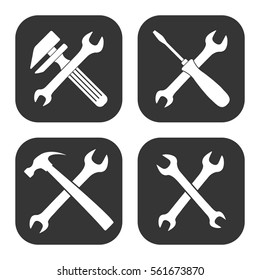 Settings and repair icons vector set on gray  buttons