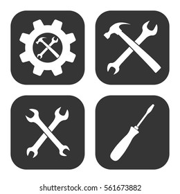 Settings and repair icons vector set on gray  buttons