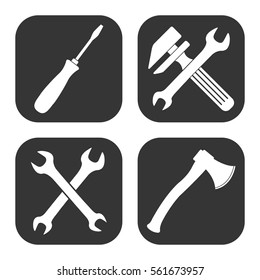Settings and repair icons vector set on gray  buttons