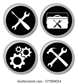 Settings and repair icons - vector stickers  set
