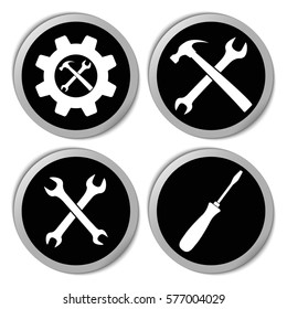 Settings and repair icons - vector stickers  set
