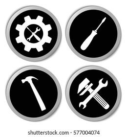 Settings and repair icons - vector stickers set