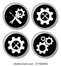 Settings and repair icons - vector stickers  set