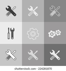 Settings and repair - set of icons. Collection of design elements.