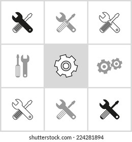 Settings and repair - set of icons. Collection of design elements.