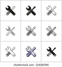 Settings and repair - set of icons. Collection of design elements.