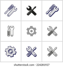 Settings and repair - set of icons. Collection of design elements.