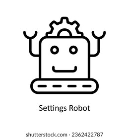 Einstellungen Robot Vektorgrafik Symbol Design Illustration. Symbol für künstliche Intelligenz auf weißem Hintergrund EPS10-Datei
