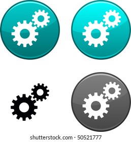 Settings round buttons. Black icon included.