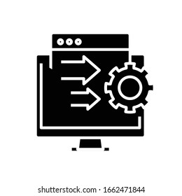 Settings screen black icon, concept illustration, vector flat symbol, glyph sign.