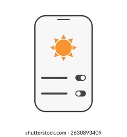 Settings screen with sun icon symbolizing solar power configuration or brightness settings.