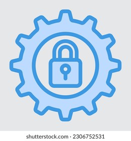 Settings security icon in blue style, use for website mobile app presentation