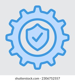 Sicherheitssymbol für Einstellungen in blauem Stil, Verwendung für Website-Mobile-App-Präsentation