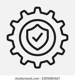 Preferencias icono de seguridad en estilo de línea, uso para presentación de aplicaciones móviles del sitio web