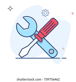Settings  Service Tools,Screwdriver and Spanner  Icon 