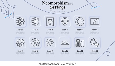 Settings set icon. Gear, system adjustment, optimization, security, coding, analytics, configuration, development, protection, web settings, automation, interface, processing, software, management