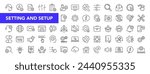 Settings and setup icon set with editable stroke. Setting and setup thin line icon collection. Vector illustration