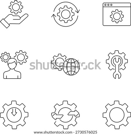 Settings and Setup Icon Set, Editable Stroke Configuration and Control Vector Icons. EPS-10.
