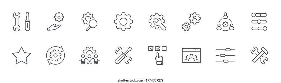 Preferencias Configurar iconos de línea. Servicio de opciones de control de configuración de engranajes. Stroke Editable