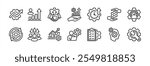 Settings and setup thin line icon set. Containing optimization, improvement, increasing cooperation in business, time management, work speed, maintenance, growth up, list job, development, progress