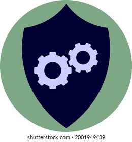 Settings in shield, illustration, vector on a white background.