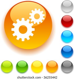  Settings shiny button. Vector illustration.