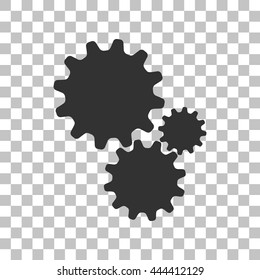 Settings sign illustration. Dark gray icon on transparent background.