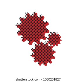 Settings sign illustration. Vector. Brown icon with shifted black circle pattern as duplicate at white background. Isolated.