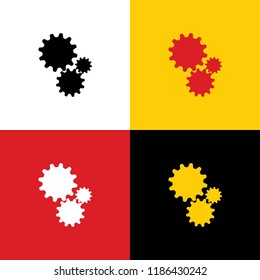 Settings sign illustration. Vector. Icons of german flag on corresponding colors as background.