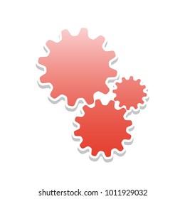 Settings sign illustration. Vector. Reddish icon with white and gray shadow on white background. Isolated.