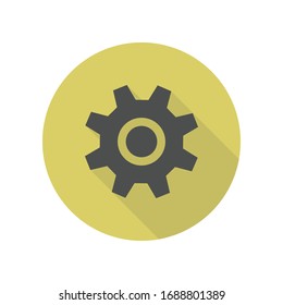 settings sign long shadow icon. Simple glyph, flat vector of web icons for ui and ux, website or mobile application