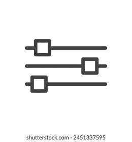 Iconos de ajuste y controles deslizantes de Configuraciones. Filtrar de interfaz y símbolos de mezclador de medios.