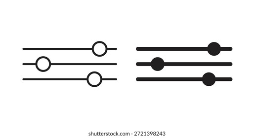 Conjunto de conceptos de iconos de deslizadores de Configuraciones. Colección de íconos simple