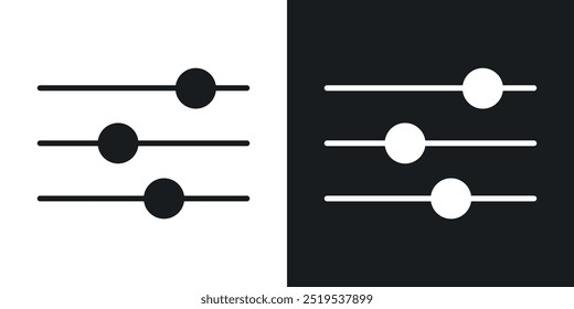 Configurações ícones de controles deslizantes em estilo preenchido em preto e branco
