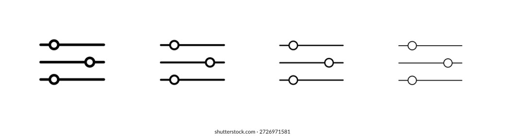Einstellungen Schieberegler Symbol im modernen Strichlinienstil. Vektor 10 eps