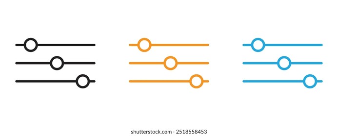 Einstellungen Schieberegler Symbol Dünne Linie Illustrationssatz