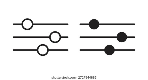 Settings sliders icon. Vector illustration, flat and stroke