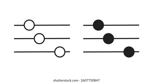 Settings sliders icons in black fill and line style