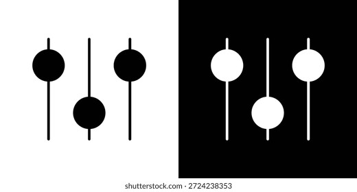 Configurações controles deslizantes ícones conceito de vetor plano. Ilustrações em preto e branco