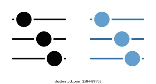 Settings sliders icons pack in black and colored version