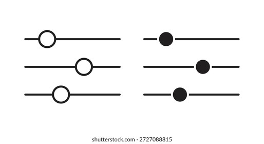 Settings sliders icons set. Simple line vector illustration