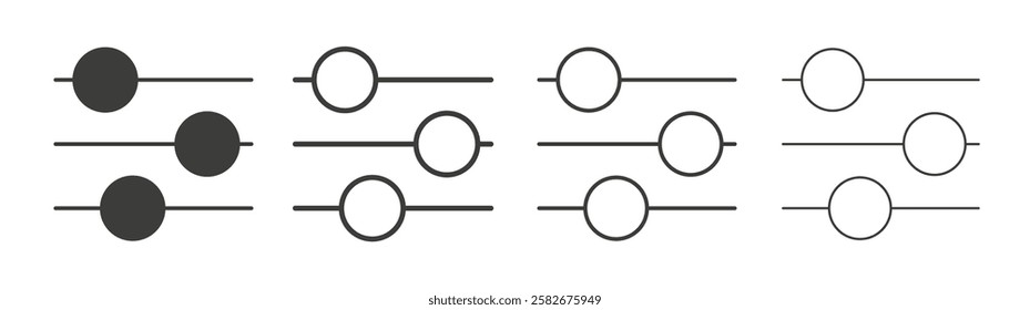 Settings sliders icons set vectors graphic designs